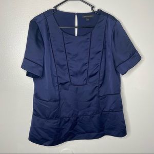 Banana Republic Short Sleeve Ladder Lace Blouse Lg